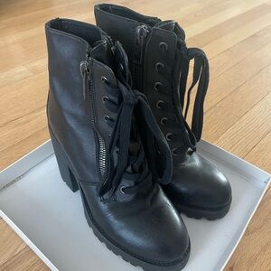 Black Lace-Up Ankle Boots